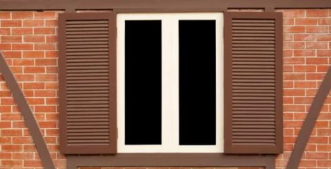 Single wood old window Stock Photos