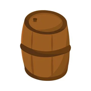Single wooden barrel object. Vector Stock Illustration