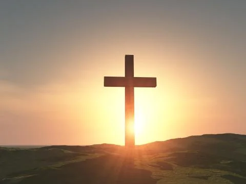 Single wooden cross Illustrazione stock