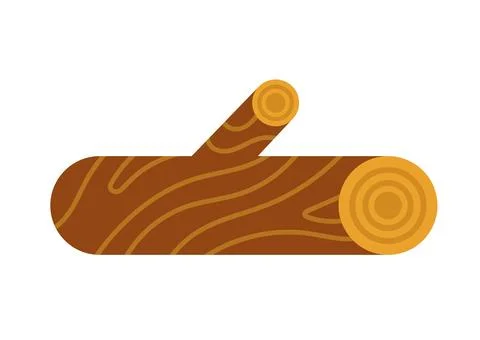 Single wooden log with a knot. Vector flat illustration isolated on white. Stock Illustration