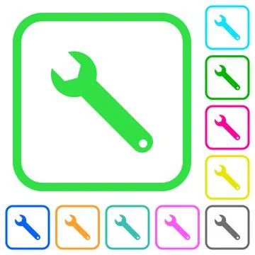 Single wrench vivid colored flat icons Illustrazione stock