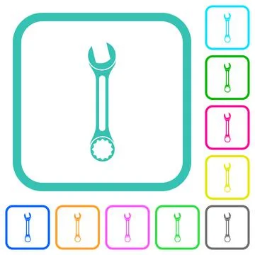 Single wrench vivid colored flat icons Stock Illustration