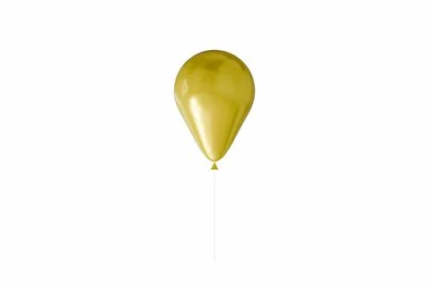A single yellow balloon with a string on a white background, suitable for g.. Stock Photos