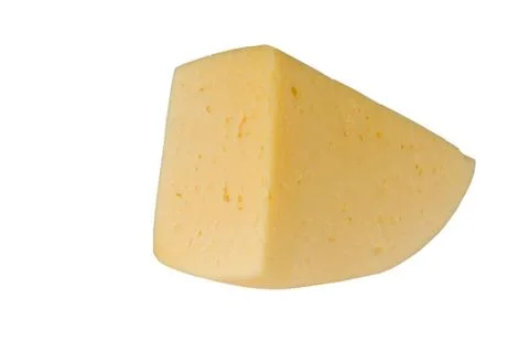 Single yellow cheese block Stock Photos