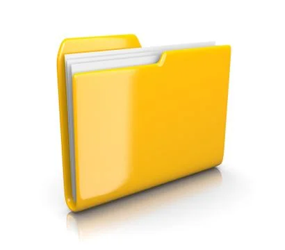 Single Yellow Document Folder on White Background 3D Illustration Stock Illustration