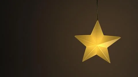 Single yellow hanging star light over a dark background Stock Illustration