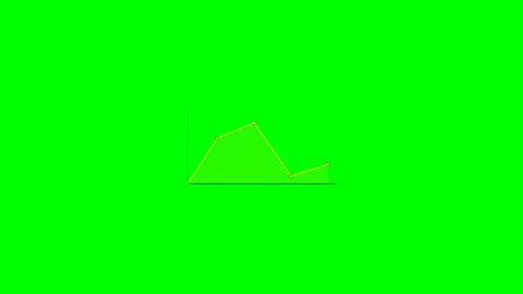 A single yellow line graph segment plotted against a vibrant green background Stock Footage 340264953