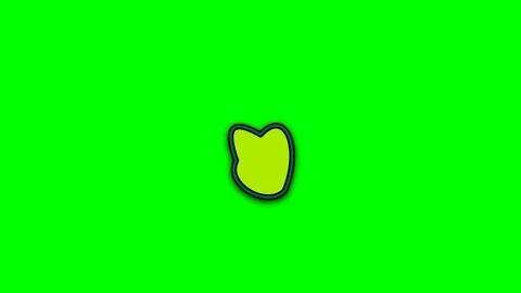 A single yellow organic blob shape centered on a vibrant green background Stock Footage 340268094