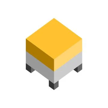 Single Yellow Small Seat Sofa 3D Isometric Furniture Illustration Ilustración de archivo