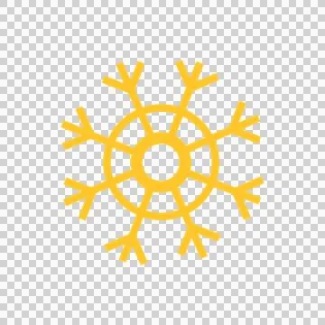 A single yellow snowflake icon on transparent background Illustrazione stock