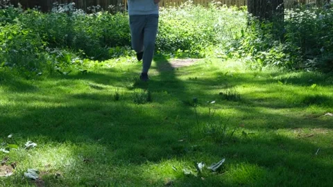 Single young man running in the forest park, street workout Stock Footage 136236510