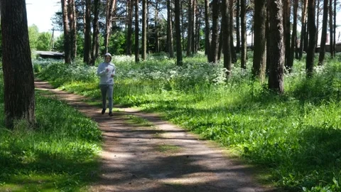 Single young man running in the forest park, street workout. Fitness outside Stock Footage 152222868