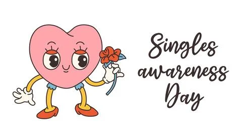 Singles Awareness Day vector, hand drawn isolated, funny valentines typography Stock Illustration
