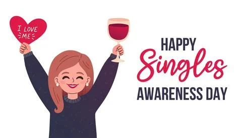 Singles Awareness Day vector, hand drawn isolated, funny valentines typography Stock Illustration