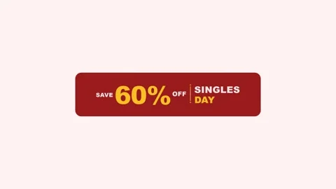 Singles Day 60% Off Animated Promo Sale Badge 4K Motion Graphic 库存影片 345597435