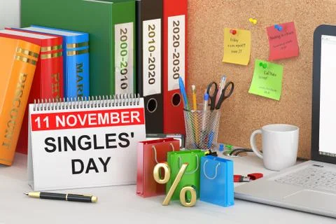 Singles' Day concept, 3D rendering Stock Illustration