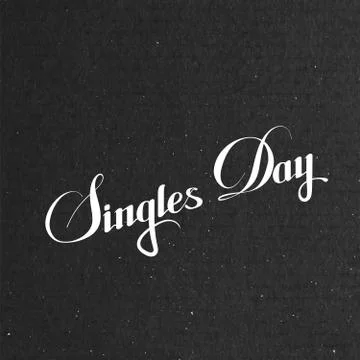 Singles Day Lettering Label Stock Illustration
