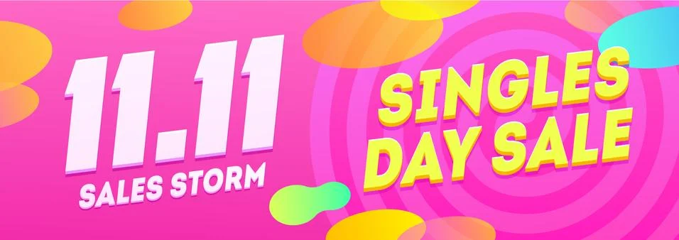 Singles day sale banner template.11.11 sale pink background with promotion Stock Illustration