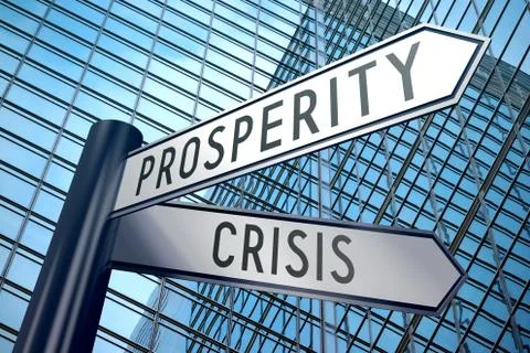 Singpost illustration, two arrows - crisis and prosperity Stock Illustration