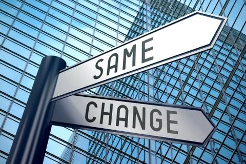 Singpost illustration, two arrows - same or change Illustrazione stock