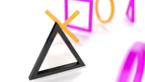 Sings 3d game rectangle triangle circle cross controller able to loop endless Stock Footage 312754743