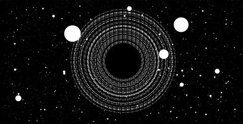 Singularity concept black and white vector illustration. Abstract deep spac.. Stock Illustration