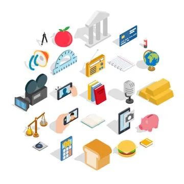 Singularity icons set, isometric style Stock Illustration