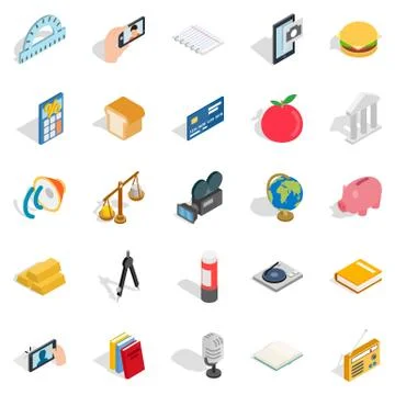 Singularity icons set, isometric style Illustrazione stock