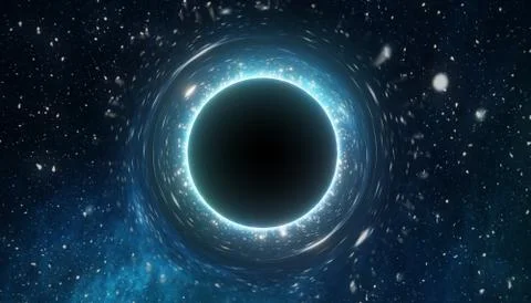 Singularity of massive black hole. 3D rendered illustration. Stock Illustration