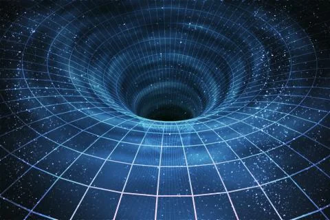 Singularity of massive black hole or wormhole. 3D rendered illustration of cu Stock Illustration