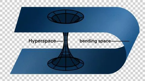 Singularity of massive black hole, Tunnel or wormhole over curved spacetime Stock Illustration