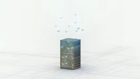 Singularity Super Computer Concept Nodes Floating Above Computing Device, Stock Footage 258314997
