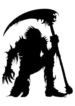 Sinister Dead Warrior Silhouette Stock Illustration