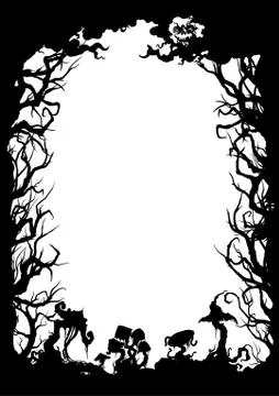Sinister forest silhouette frame Stock Illustration