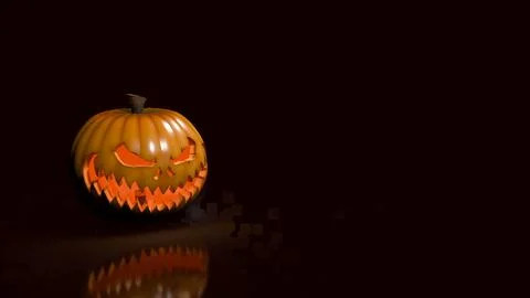 Sinister Glowing Jack O Lantern With Copy Space 3d render. Stock Illustration
