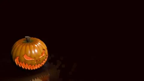 Sinister Glowing Jack O Lantern With Copy Space 3d render. Stock Illustration