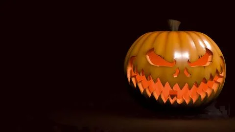 Sinister Glowing Jack O Lantern With Copy Space 3d render. Stock Photos