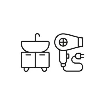 Sink and trash bin set icon vector Stock Illustration