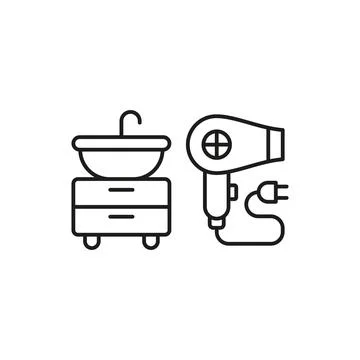 Sink and trash bin set icon vector Stock Illustration