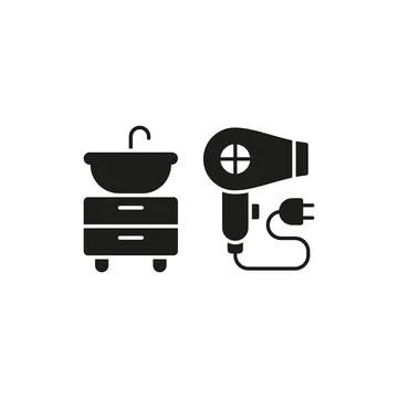 Sink and trash bin set icon vector Stock Illustration