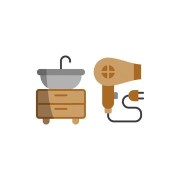 Sink and trash bin set icon vector Stock Illustration