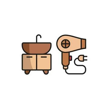 Sink and trash bin set icon vector Stock Illustration