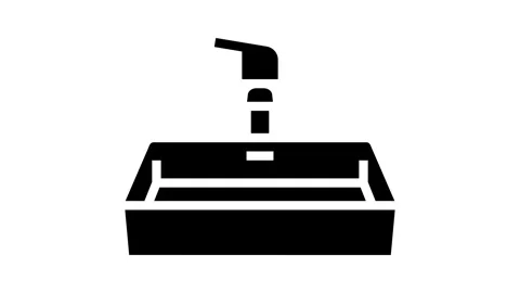 Sink bathroom interior glyph icon animation Stock Footage 326157882