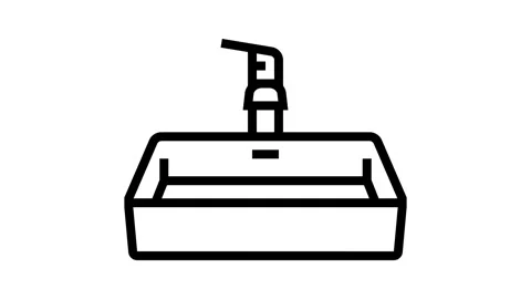 Sink bathroom interior line icon animation Stock Footage 326136081