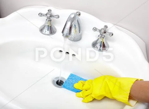 Sink cleaning. Stock Photos