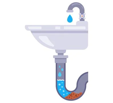 Sink clogging. blockage in the pipe. Stock Illustration