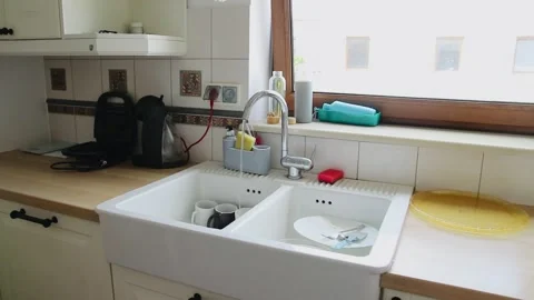 Sink with dirty dishes Stock Footage 249000414