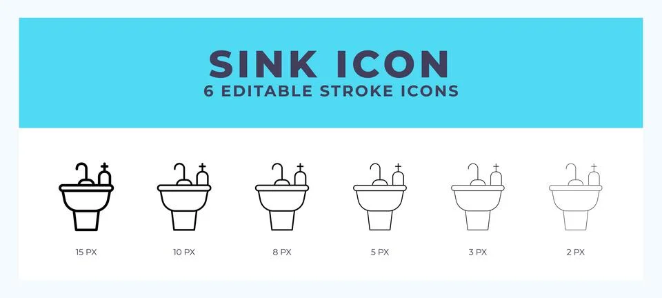 Sink icon illustration vector with editable stroke. 库存插图