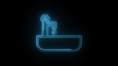 Sink Icon Isolated on Black Background Kitchen Wash Symbol Design Stock Footage 330067732
