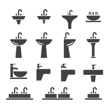 Sink icon set Stock Illustration